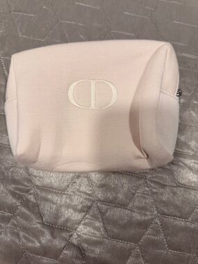Dior soft Pink Cosmetic Pouch with Silver Zip
